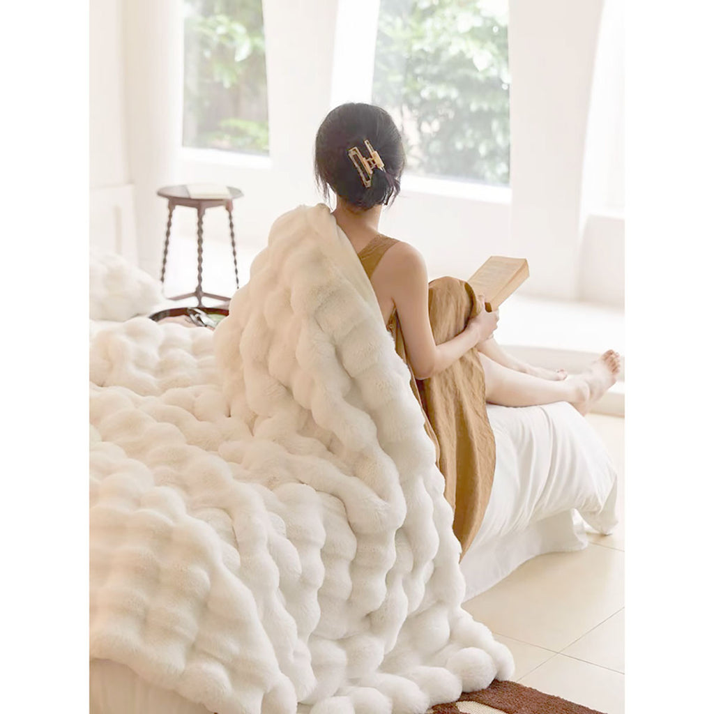 Manta de piel sintética de conejo de 50 x 60 pulgadas