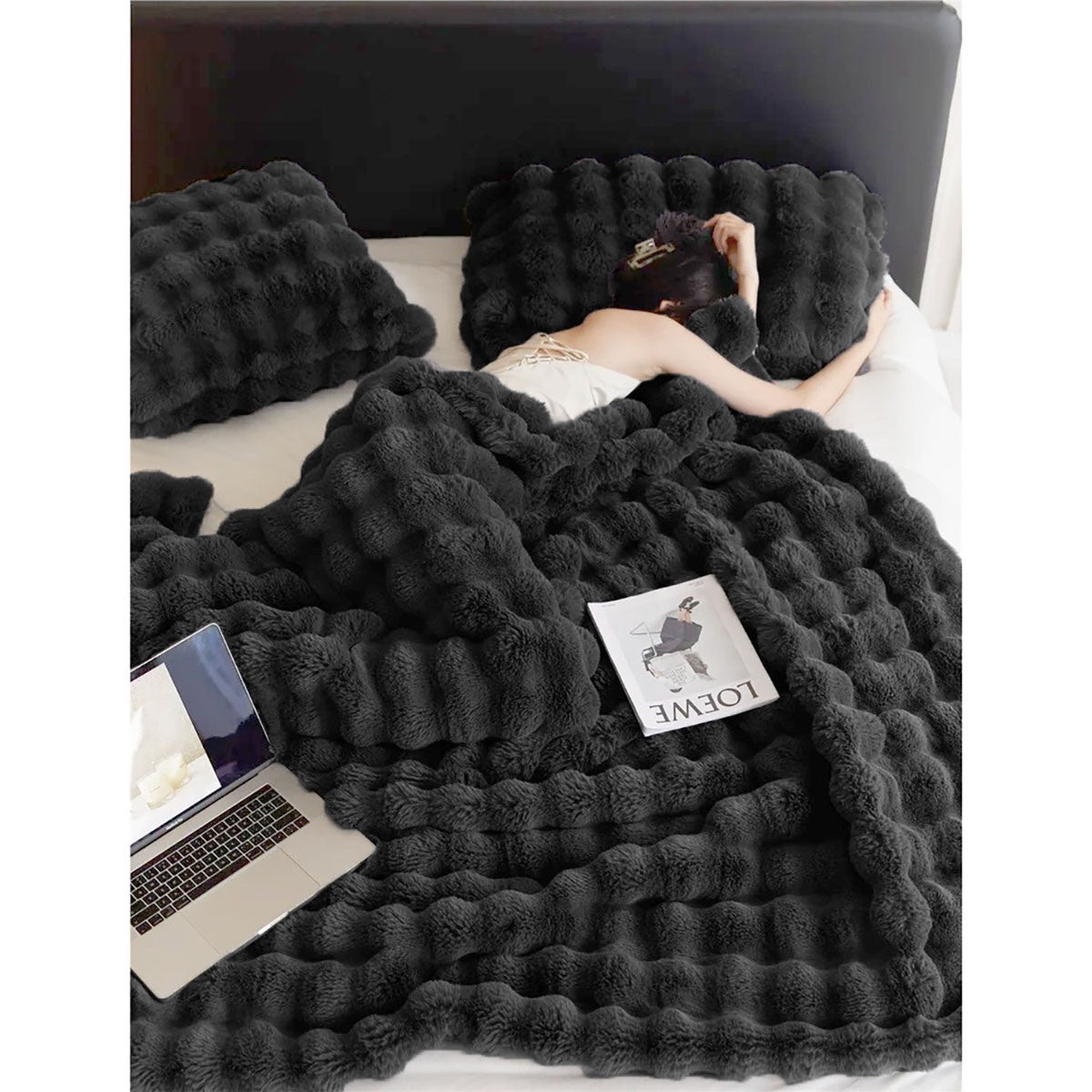 Manta de piel sintética de conejo de 50 x 60 pulgadas