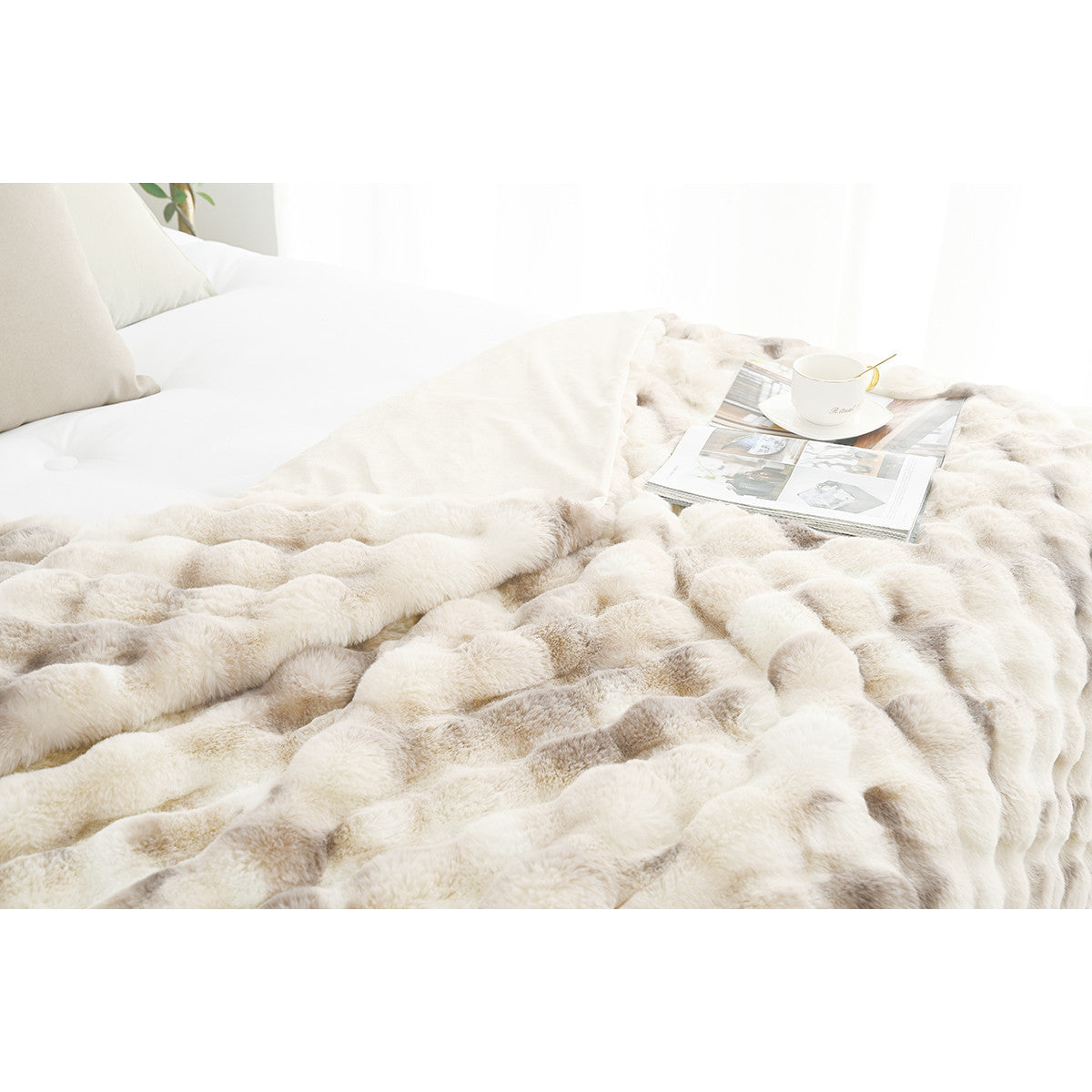 Manta de piel sintética de conejo de 50 x 60 pulgadas